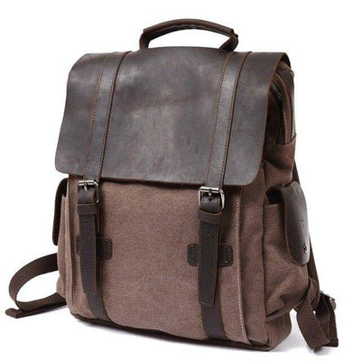 Stylish 20-liter backpack for school with canvas and leather