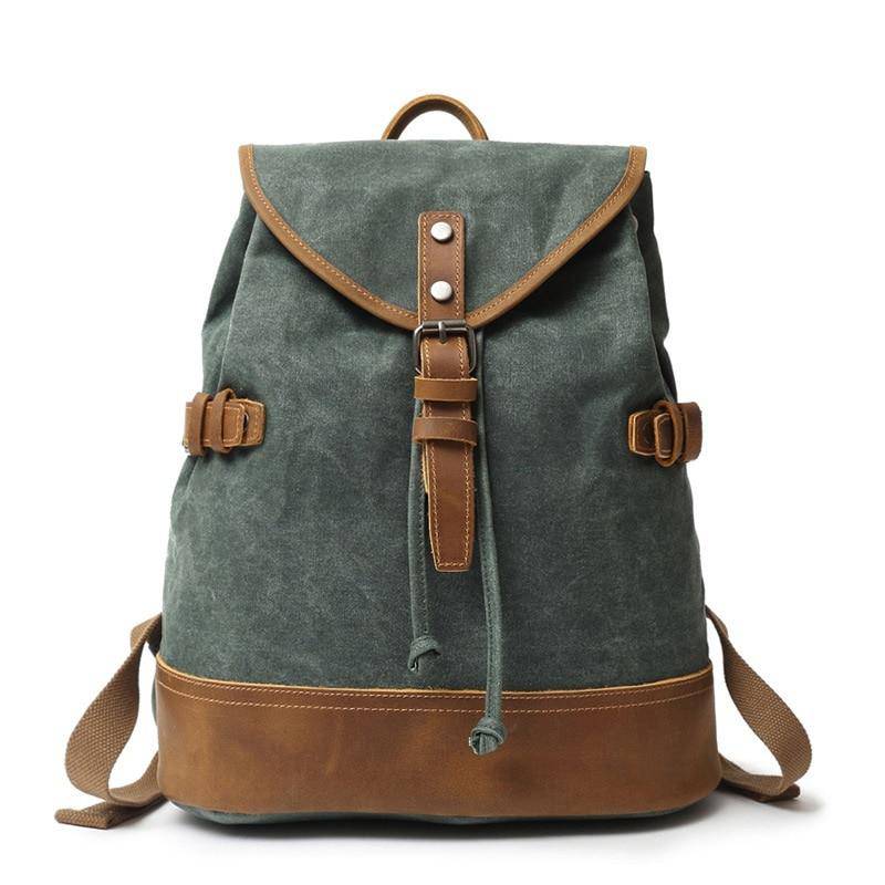 Vintage canvas leather waterproof backpack 20 liters