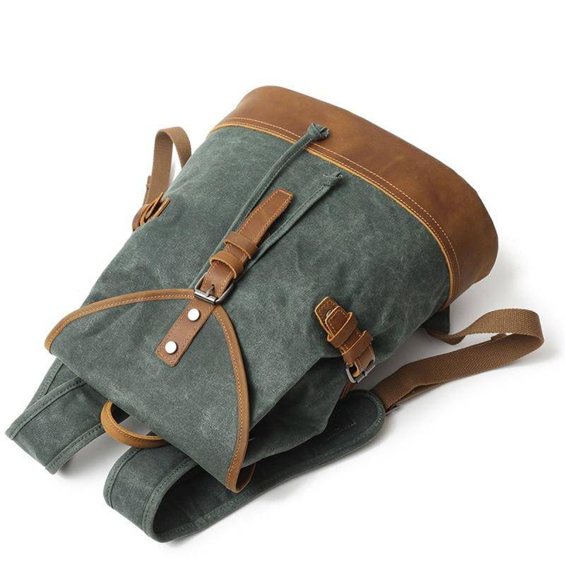 Explore with a vintage canvas leather backpack, 20 liters