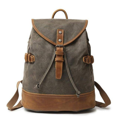 Waterproof 20-liter backpack with vintage canvas and leather