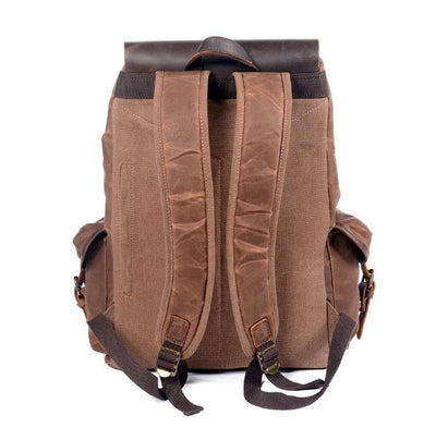 Durable waxed canvas daypack with multiple functions