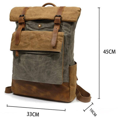 Rugged waterproof travel backpack with leather