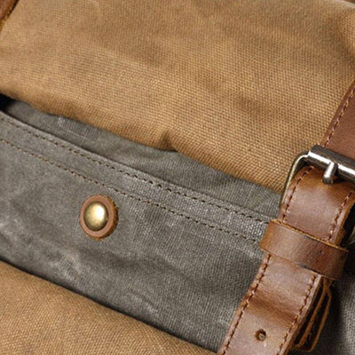 Waxed canvas leather travel backpack