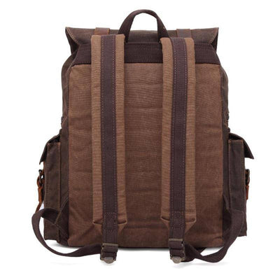 Water-resistant 20L backpack with a vintage touch in canvas and leather