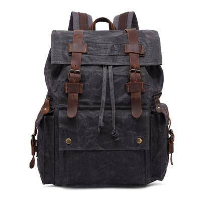 Functional and waterproof retro backpack in canvas and leather