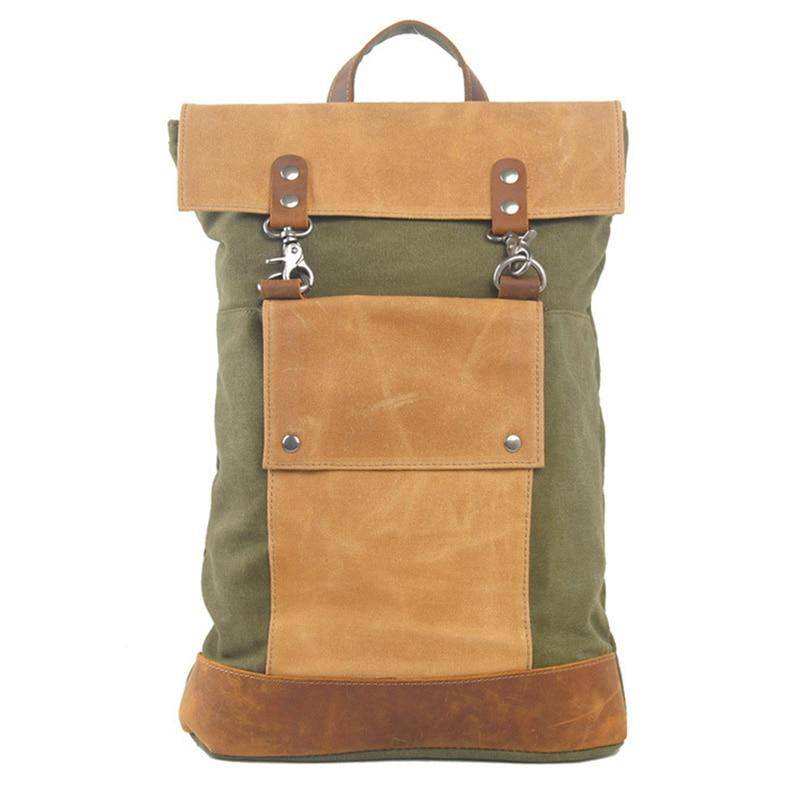 Versatile vintage canvas leather travel backpack with 20-35L capacity