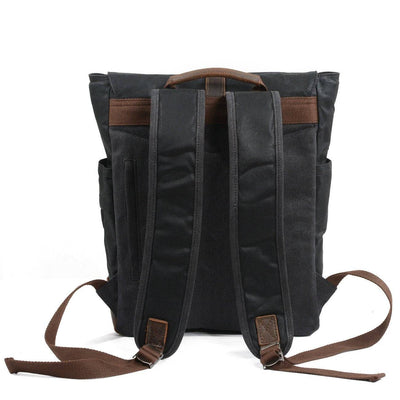 Stylish leather and canvas backpack for school with 76 liters