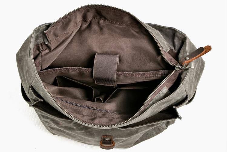 Large 76-liter school backpack with waxed canvas and leather