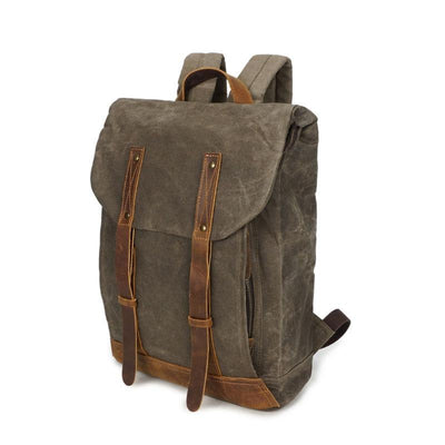 Waxed vintage canvas leather backpack 20-35 liters