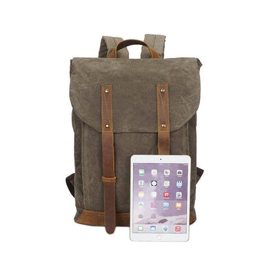 Premium 20-35 liter backpack with waxed vintage canvas and leather