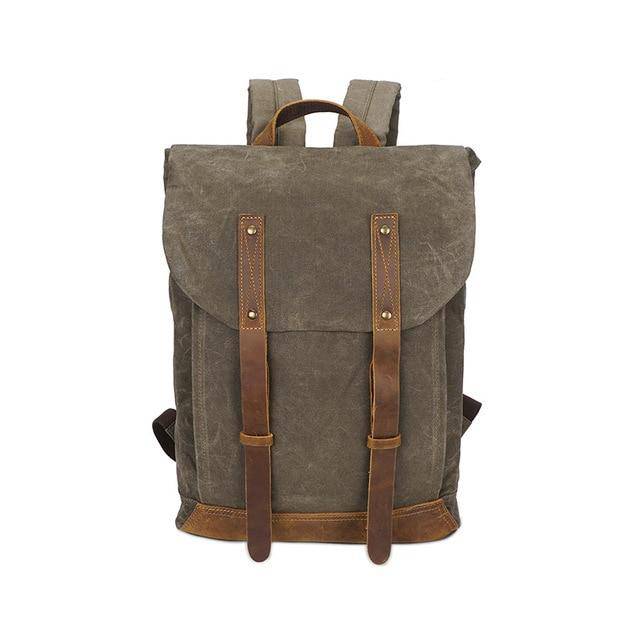 Stylish waxed canvas leather daypack with 20-35 liters capacity