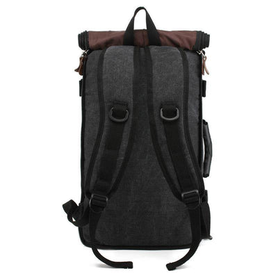 Stylish 20-35L casual backpack with canvas and leather accents