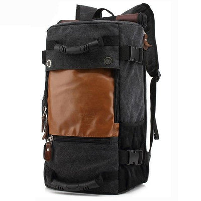 Casual canvas leather backpack 20-35L