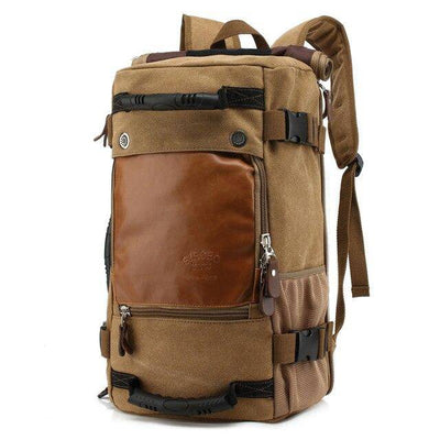 Durable 20 to 35-liter casual backpack with canvas and leather