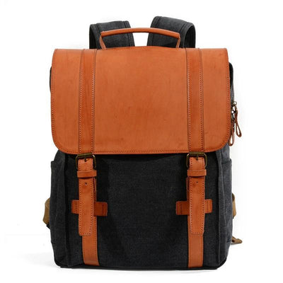 Versatile 20-35L waterproof canvas leather backpack