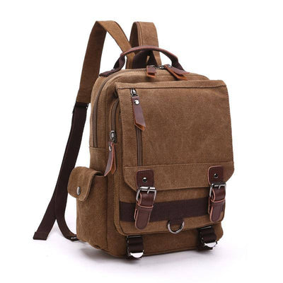 Vintage canvas leather waterproof 20L travel backpack