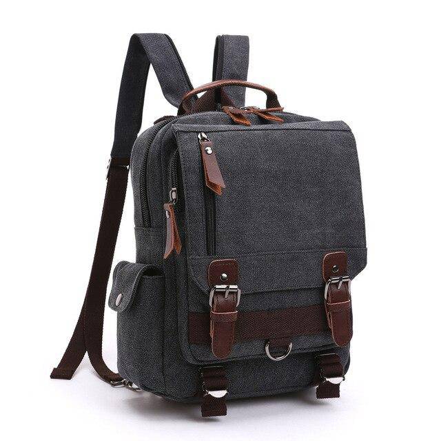 Classic design canvas leather backpack for travel with 20 liters