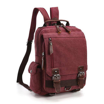 Retro style 20-liter travel backpack with canvas and leather