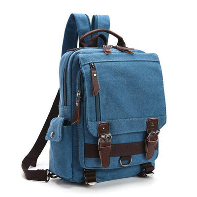 Water-resistant vintage canvas leather travel backpack with 20L capacity