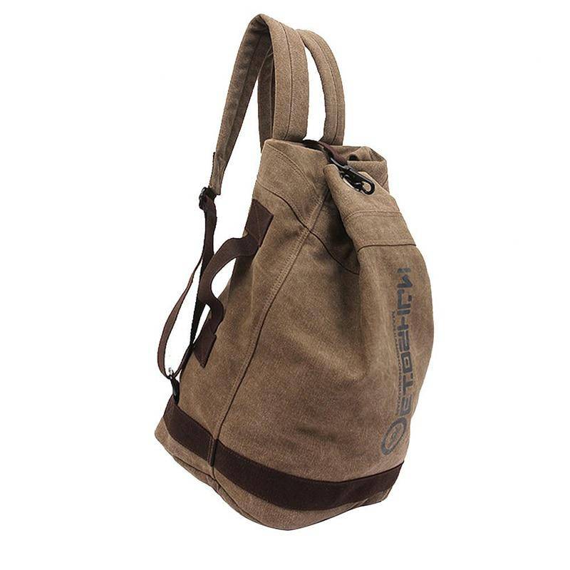 Brown canvas leather backpack with 20-liter capacity for both men and women