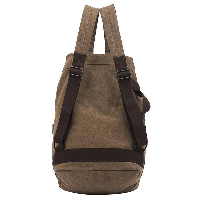 Explore in style with a unisex brown canvas leather backpack featuring 20 liters