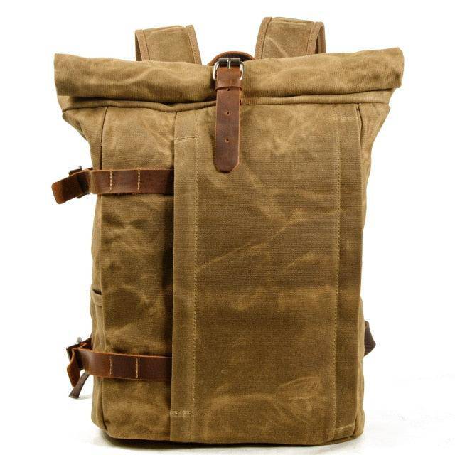 Waxed Canvas Backpack, Outdoor Rucksack - Canvas Travel Knapsack - HUNTING CASE