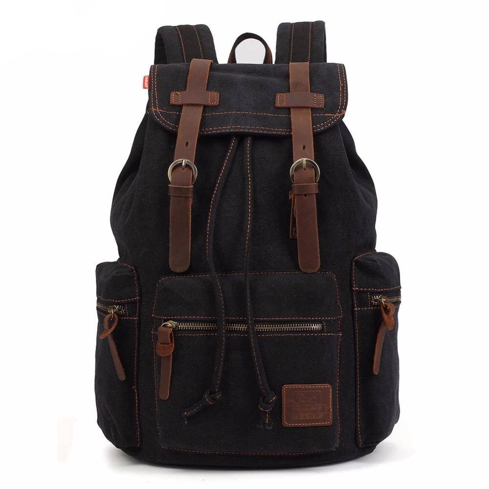 Vintage Canvas Leather 17.7 Litre Backpack with Drawstring | HUNTING CASE