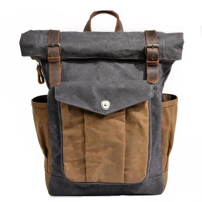 Vintage canvas and leather 20-liter travel backpack