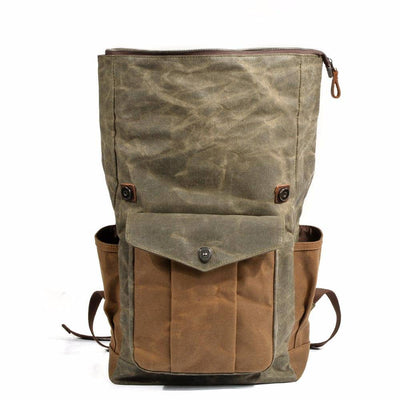 Rugged vintage canvas and leather travel backpack for outdoor adventures, 20 liters