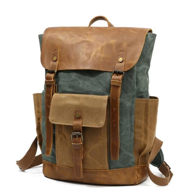 Two-tone genuine leather backpack