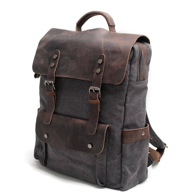 20-liter waterproof backpack with canvas and leather