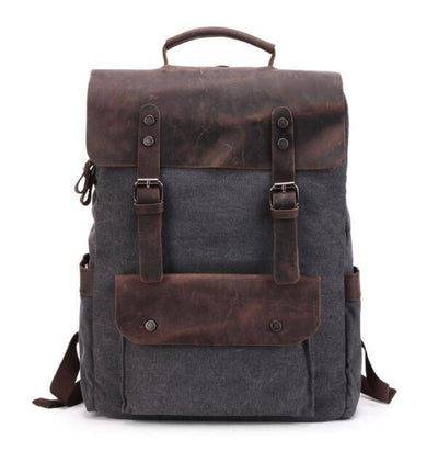 Stylish waterproof 14-inch laptop backpack with leather accents