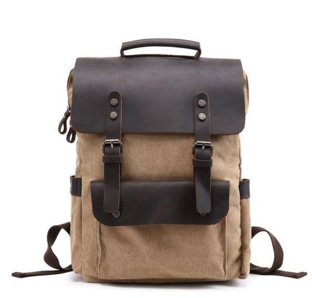 Explore with a large canvas leather backpack, 20 liters