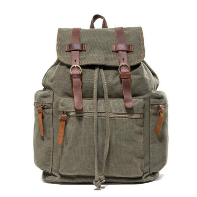 Versatile canvas leather camping and casual backpack with 20-35L capacity