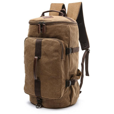 Canvas leather travel backpack