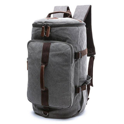 Durable travel backpack with leather accents