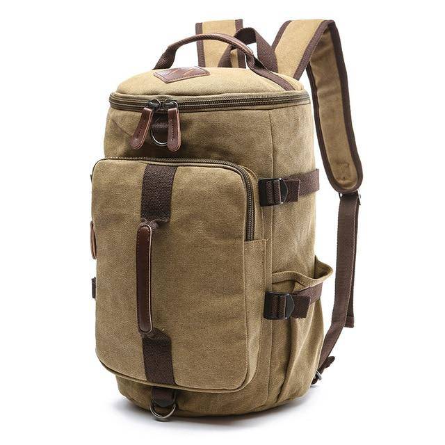 Rugged leather and canvas backpack for adventures