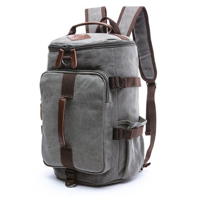 Travel backpack with leather details