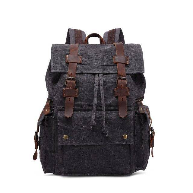 Durable 20-35L waterproof canvas leather backpack for travel