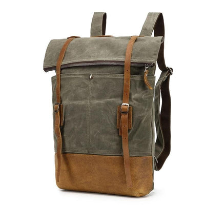 Waxed canvas leather waterproof travel backpack