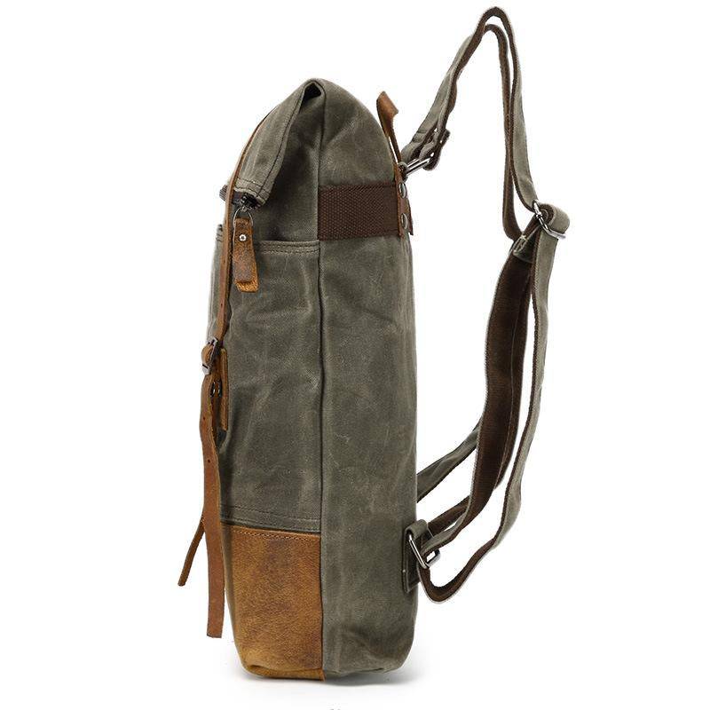 Explore with a waxed canvas 20-35 liter backpack