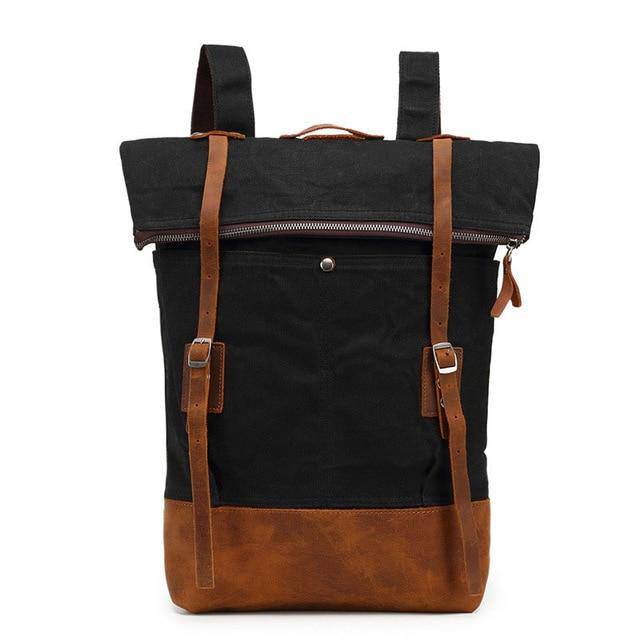 Stylish waterproof travel backpack with leather detailing