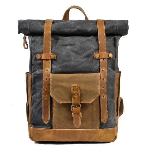 Practical and chic large-capacity vintage canvas and leather backpack with waterproofing