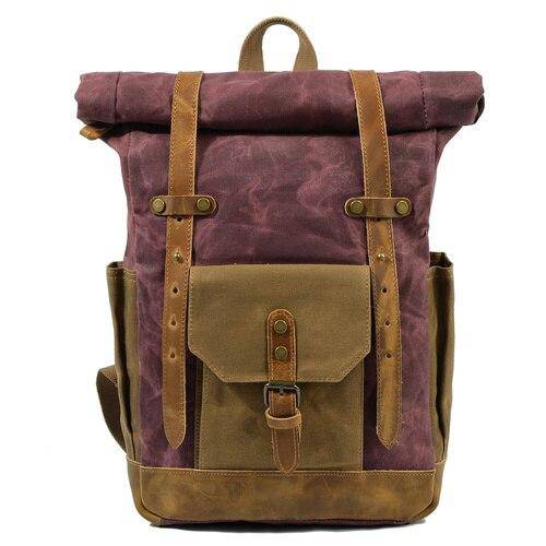 Stylish and durable vintage canvas waterproof backpack with genuine leather accents