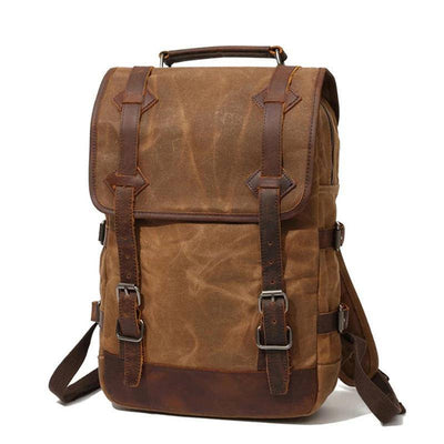 Waxed genuine leather backpack in large capacity available in 3 colors