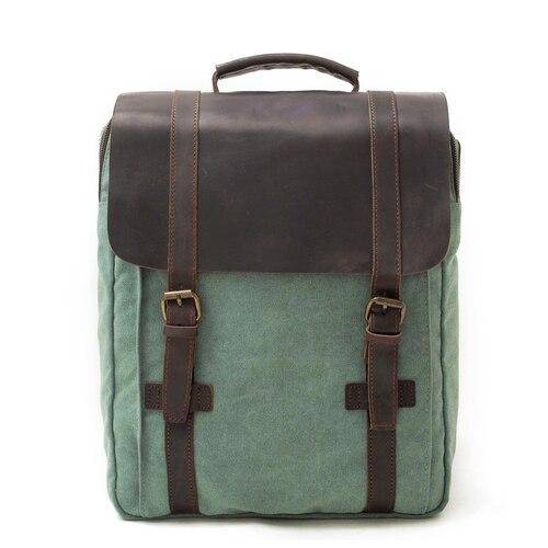 Functional 2-strap canvas and leather backpack with choices in 4 colors