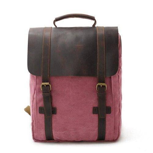 Explore in style with a genuine leather and canvas backpack featuring 2 straps