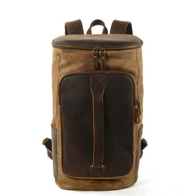 Vintage waterproof canvas leather daypack 20-35 liters
