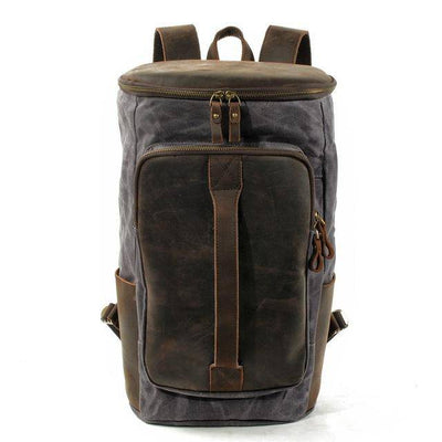 Waterproof 20 to 35-liter daypack with vintage canvas and leather