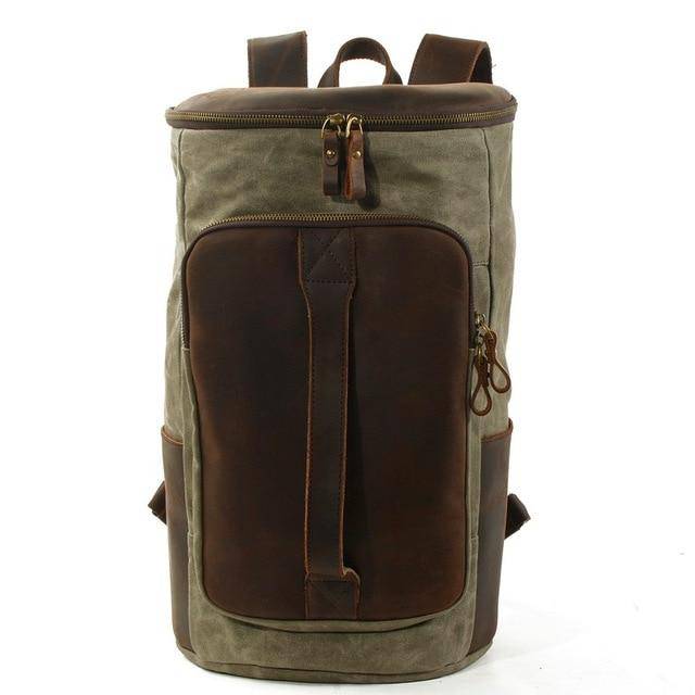 Explore with a waterproof canvas leather daypack, 20-35 liters, vintage style